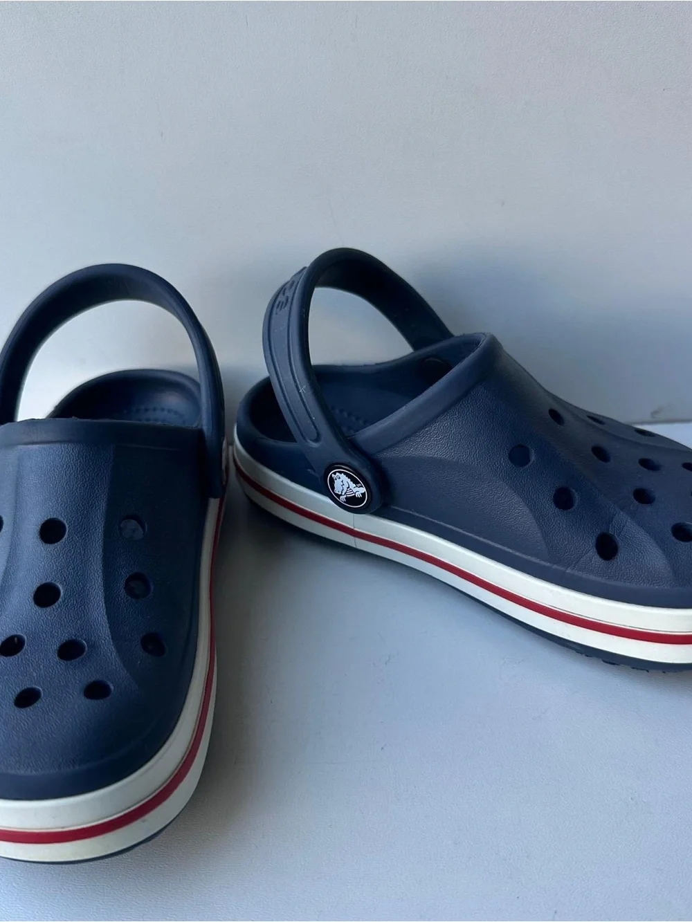 Crocs Kids Crocband Clogs Navy Blue Red White Slip On Shoes US C9 Toddler 9
